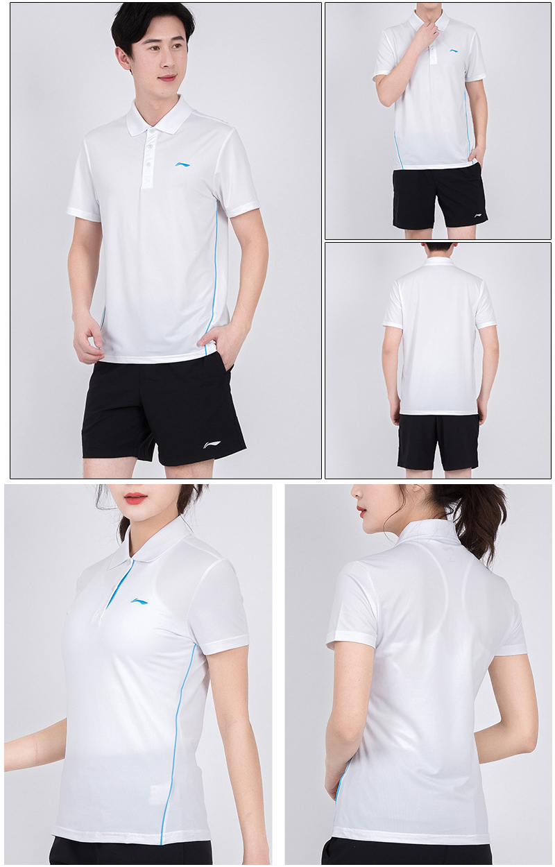 Li Ning Paul nhóm áo sơ mi mua tùy chỉnh in ấn nhanh khô POLO áo sơ mi nam giới và phụ nữ thể thao ngắn tay ve áo T-Shirt màu rắn áo polo form rộng