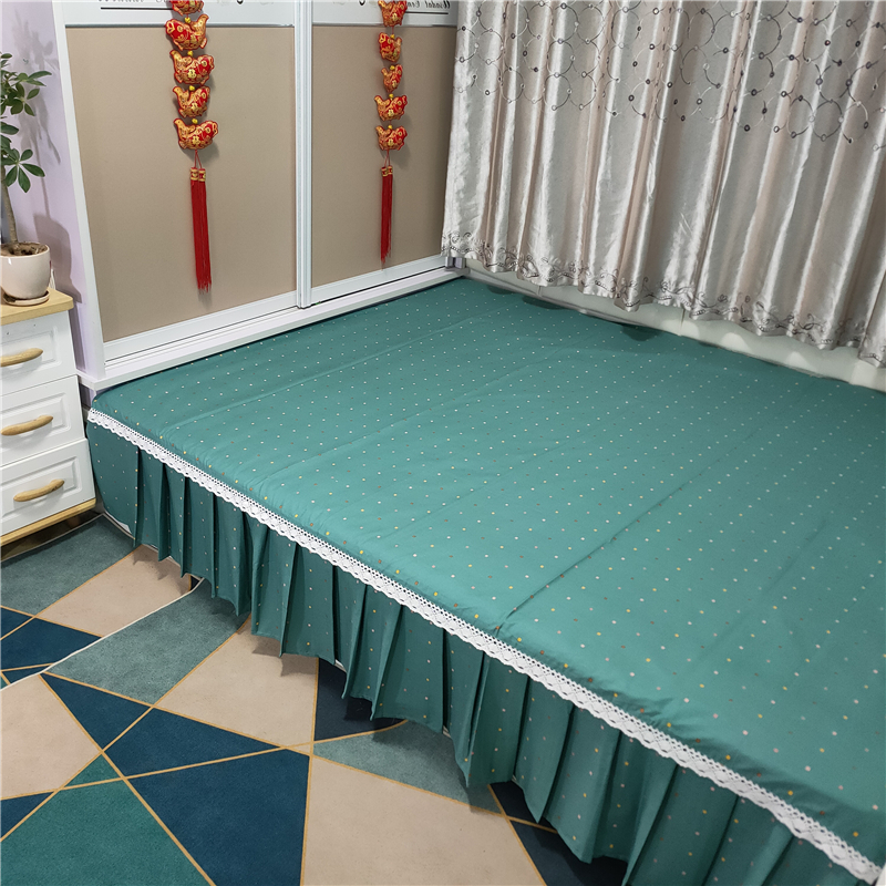 100% Class A pure cotton twill thickened fabric custom-made pure green large kang single 3 4 tatami sheets one side skirt
