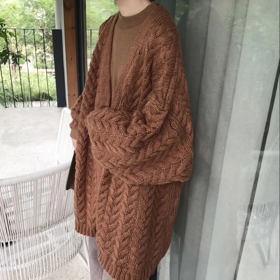 37 / Mùa xuân mới vừa phải áo len dài xoắn áo len cardigan Hàn Quốc đan lỏng áo khoác hoodie nam