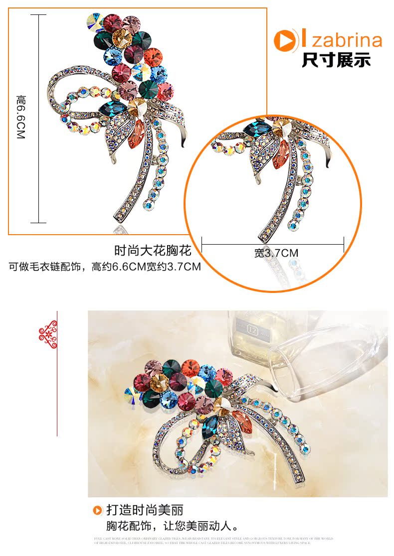 Broche femme ZABRINA en cristal artificiel - Ref 1178552 Image 22