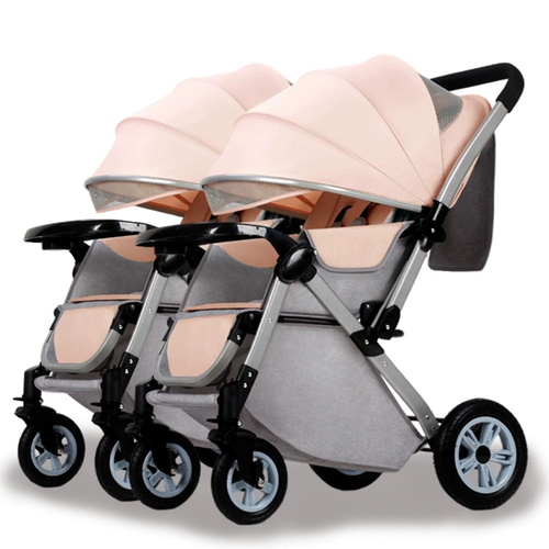Съёмная коляска для близнецов с сидением, складная детская тележка для новорожденных для двоих, можно сидеть и лежать