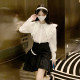 2024 Spring and Autumn New Sweet Large Lapel Ruffled Shirt Two-piece Set Short Skirt Internet Celebrity Fashionable Age-Reducing Suit Women