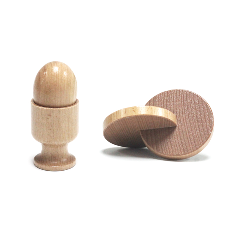 Egg Cup Buttoned Round Wood Slice Round Ball and Cup Cube And Box 1 Year Old IC Teaching Aids Parent-child Promotion Association