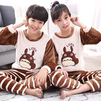 Trẻ em nhung san hô đồ ngủ cô gái mỏng Flannel nam lớn trẻ em 12-15 tuổi cậu bé béo lớn sân phù hợp với chị bộ mặc nhà big size
