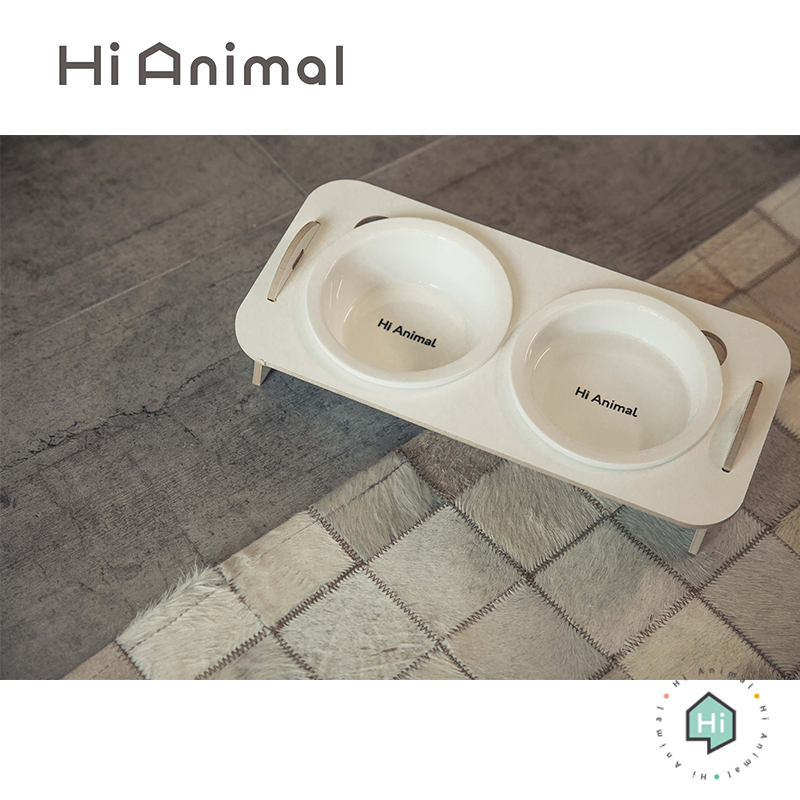 Hi Animal protection ridge Lip Cat Bowl Rack Ceramic Double Bowl Dog Bowl Pet Pooch Cat Food