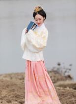 (Jiuru) Hanfu original chuang ming made turn ling tong shoulder embroidered round neck da jin turn collar coat-luan feng he ming