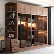  Sliding door wardrobe Nordic modern minimalist tempered glass large wardrobe Bedroom sliding door cabinet overall economical