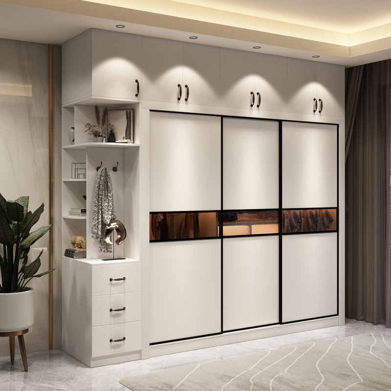 Minimalist modern wardrobe Ramen 2 doors Bedrooms overall combined Sliding Door plate Home Large Wardrobe