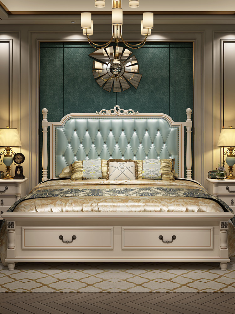 American bed solid wood 1 8 m double bed luxurious minimalist master bedroom European-style wedding bed Princess Bed Furniture samples