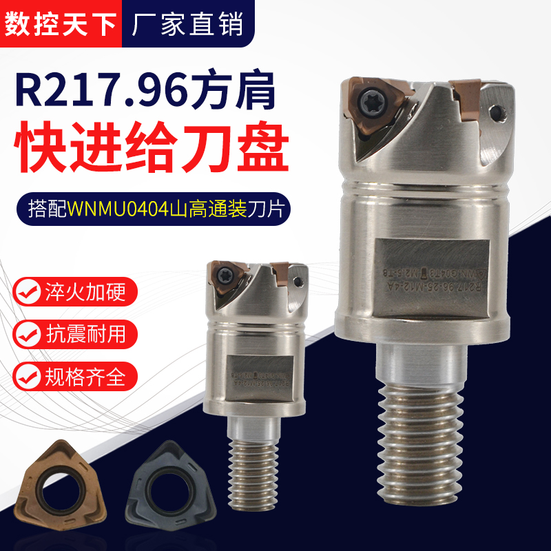 R217 96 Fast feed milling cutter disc lock tooth with WNMU0404 double hexagonal CNC blade