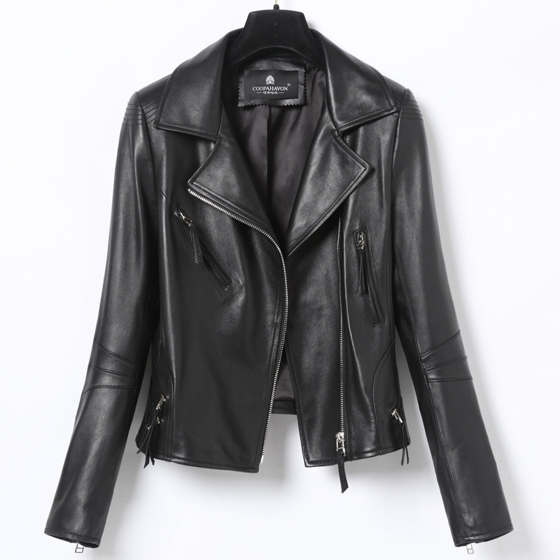 Copenhagen Hafeng 2021 spring and Autumn European and American leather motorcycle leather women's short slim fashion sheepskin jacket jacket