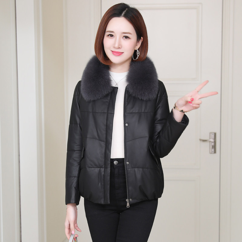 Henning genuine leather down jacket new female sheep leather short of manicure Han version fox fur collar down leather coat jacket winter