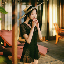 Swimsuit womens new conjoined conservative thin belly large size ins Wind fairy fan hot spring swimsuit conjoined holiday