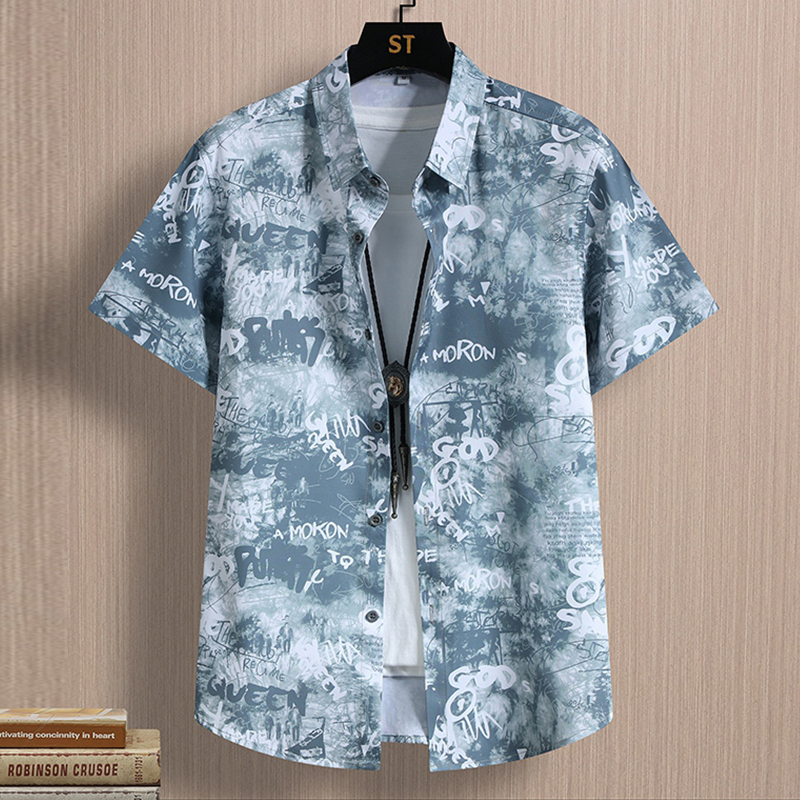 Cool and Stylish Printed Shirt for Men, Summer Ice Silk Cool Short-Sleeve Shirt, Youth Drapey Breathable Half-Sleeve Top Cool and Stylish Printed Shirt for Men, Summer Ice Silk Cool Short-Sleeve Shirt, Youth Drapey Breathable Half-Sleeve Top