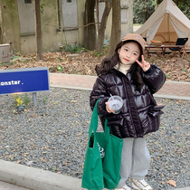 Girls waist short cotton clothes 21 Winter Korean version Childrens baby soft light and thin bread quilted cotton Lions hat jacket