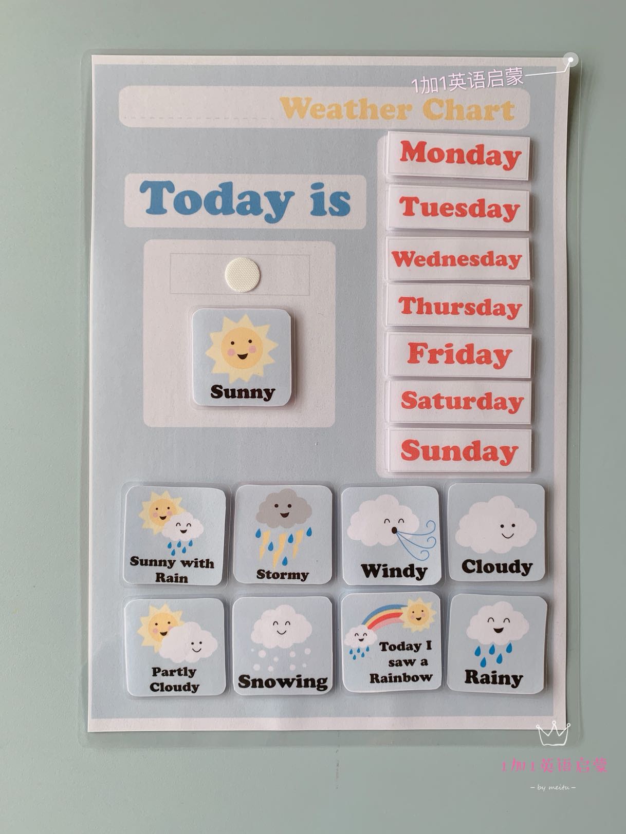 Baby English Early teaching Enlightenment Weather Cognitive Puzzle Stickers Card Parent-child Interactive Ripping stickers Toothbrushing Numbers