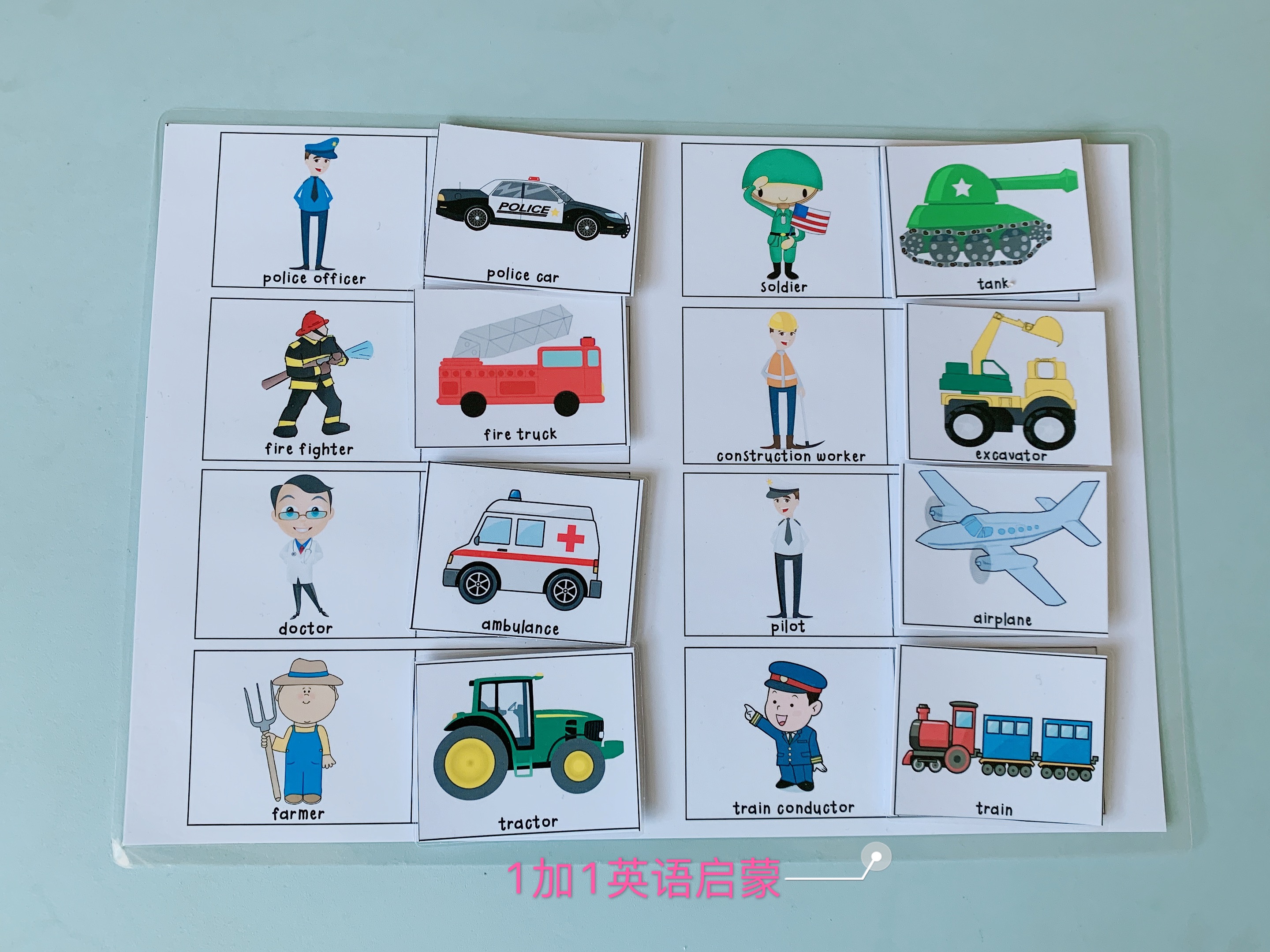 Baby English Enlightenment DIY Quiet Book Transport and Career Ppaired Parent-Child Puzzle Table Tours