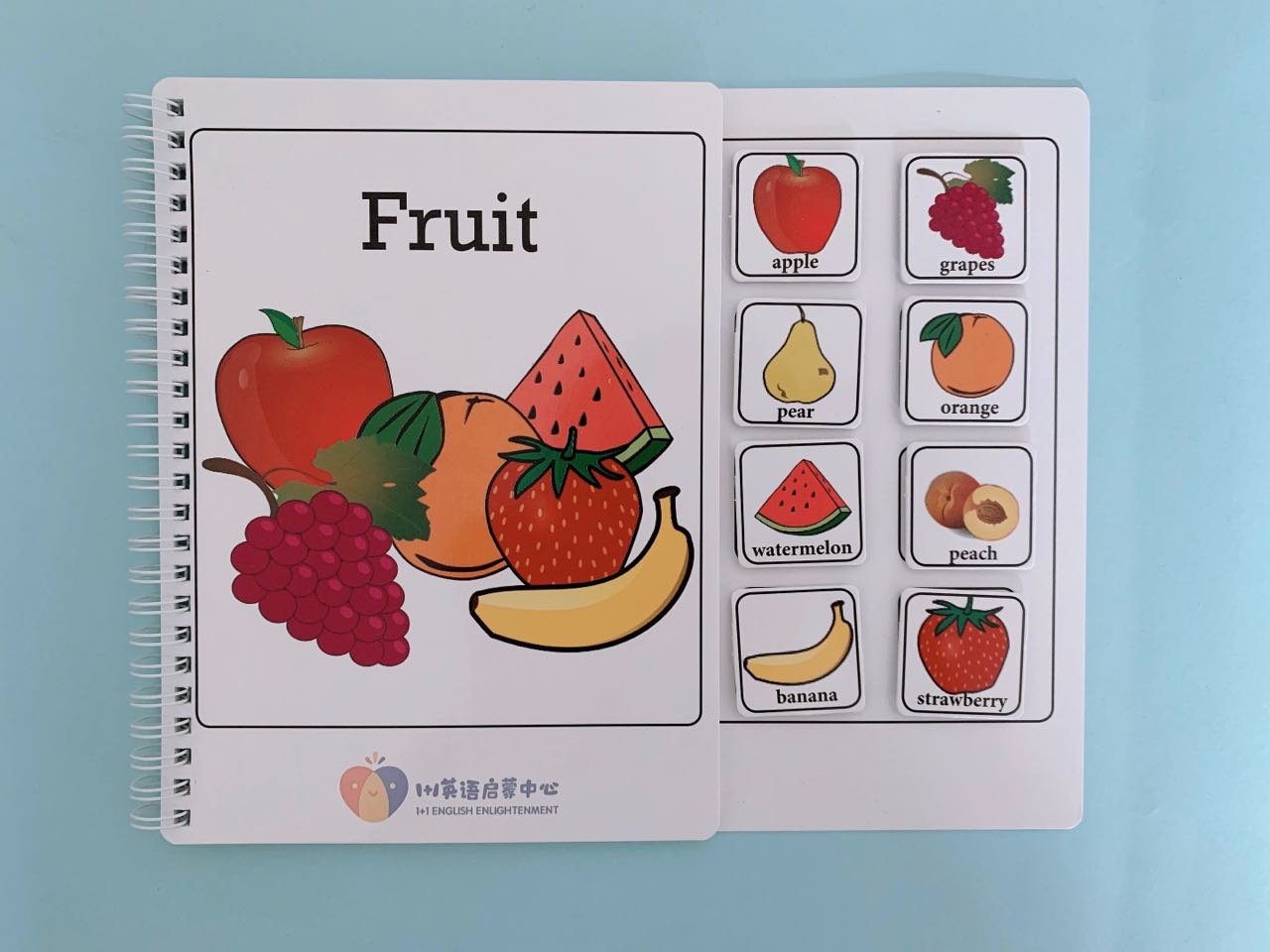 Fruit Quiet Book Finished DIY Early Education Puzzle Adhesive Book English Enlightenment Quiet Book Fruit Cognition