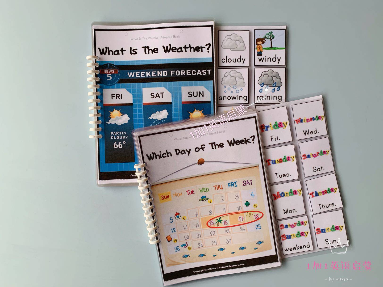 English enlightenment puzzle early teaching DIY weather week quiet book parent-child interactive paste book Montessori teaching aids