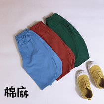 Baby thin section mosquito repellent cotton linen summer male and female children loose light cage pants baby radish pants baby air conditioning pants