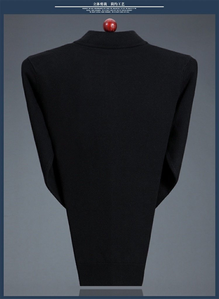 2018 mùa đông áo len cashmere mới nam cổ áo dây kéo cổ dày áo len cổ tròn áo len trung niên áo thun nam cổ tròn