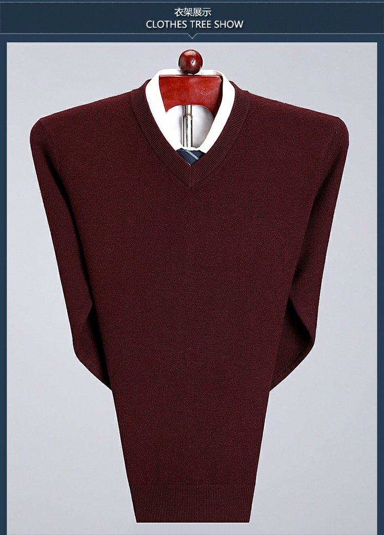 Mùa đông 2018 mới áo len cashmere nam trung niên dày tinh khiết cashmere v-cổ đan nam hình trái tim gà áo len nam áo phao nam hàng hiệu