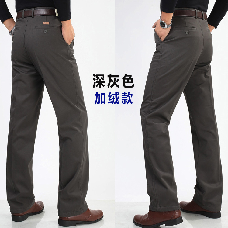 Mùa đông trung niên cộng với quần nhung giản dị gấp đôi squat eo cao cộng với phân bón XL cotton dày quần lỏng nam áo thể thao