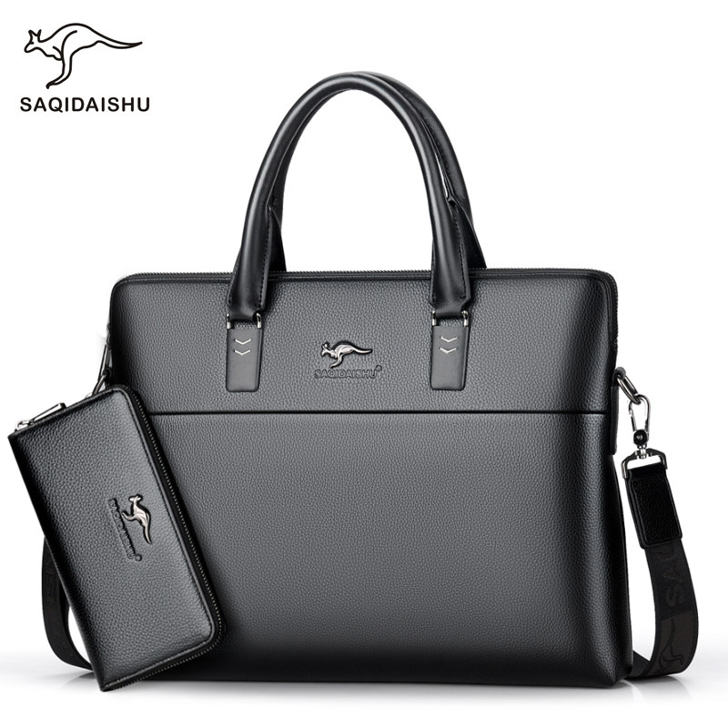 Saci Kangaroo Handbag Men Genuine Leather Business Single Shoulder Bag Horizontal casual Shoulder Bag Document Bag Handout Briefcase Man