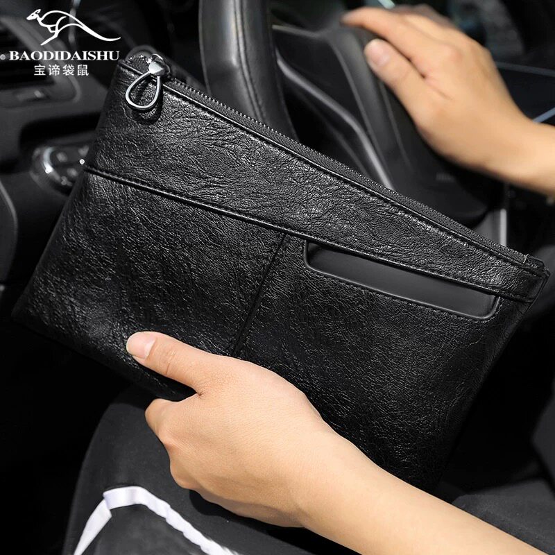 Baodi kangaroo handbag men's bag tote bag clutch casual hand grab bag men leather large volume envelope bag bag man
