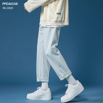 Summer thin simple jeans mens Harajuku style loose straight pants retro Korean version of the trend of versatile casual pants
