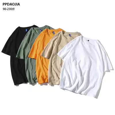 Summer harbor wind ins solid color T-shirt men loose large size short sleeve T-shirt student trend wild slim Half sleeve