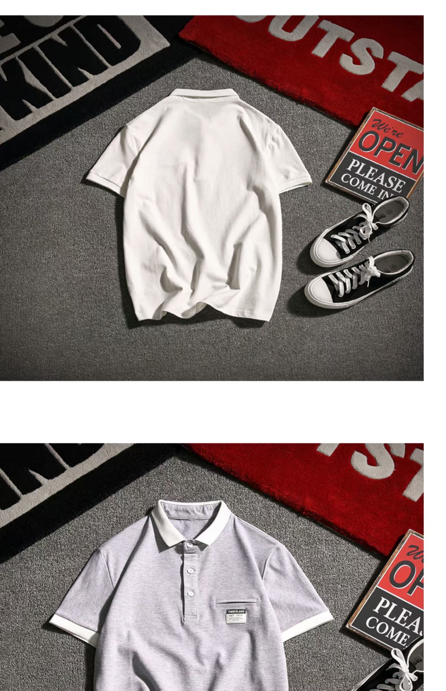 Mùa hè phong cách Harajuku áo sơ mi polo áo sơ mi nam tay ngắn rộng kích thước Slim Áo thun màu hoang dã xu hướng quần áo nam - Polo áo thun nam có cổ lacoste