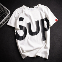 Summer tide brand short-sleeved t-shirt mens large size loose half-sleeved slim-fit plus fat student clothes Korean version of the trend t-shirt