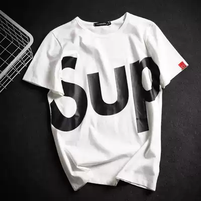 Summer Tide brand short sleeve T-shirt men's large size loose half sleeve slim body fat fat student clothes Korean trend body shirt