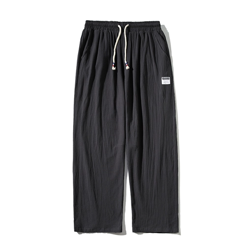 Мужские летние тонкие штаны, свободный прямой крой, оверсайз, из хлопка и льна