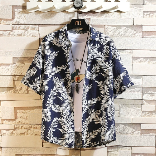 Японская рубашка, трендовая мужская ретро пляжная куртка, оверсайз