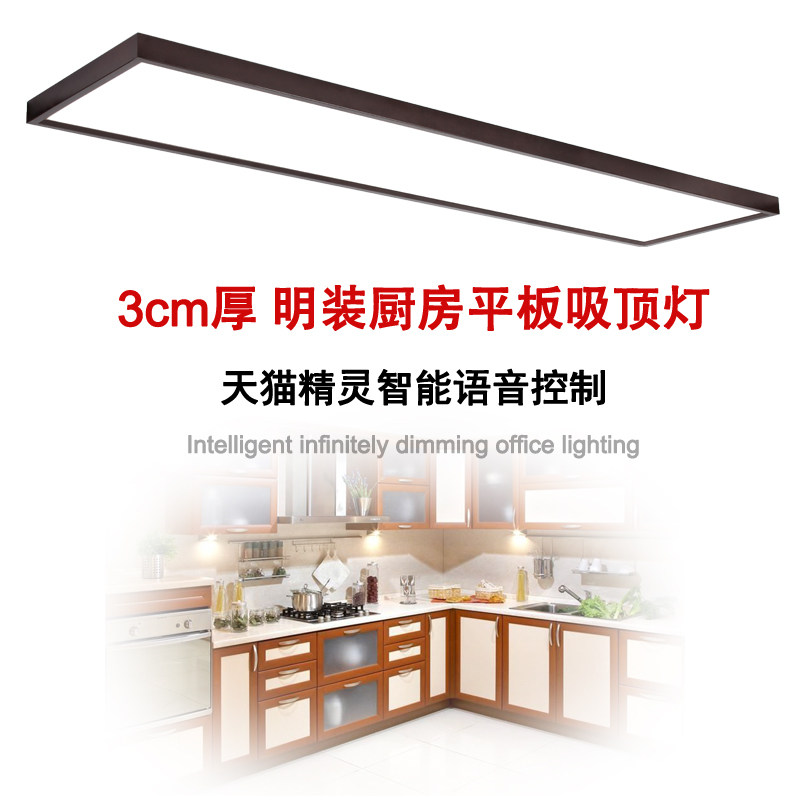 Minimalist ultra-thin kitchen ceiling light surface mounted flat light led smart voice rectangle 300600 study lamps