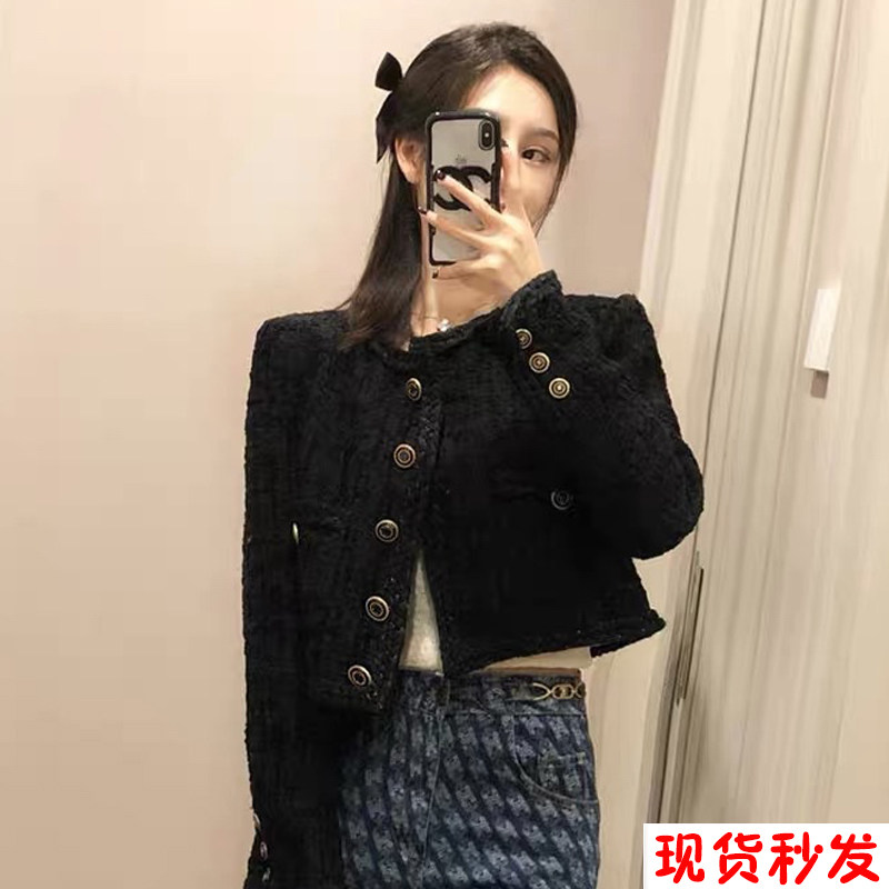 Black Little Fragment Cover Spring Wonder Woman Cover Black Waist Net Red Little Round Collapse Short Fried Street Long Left