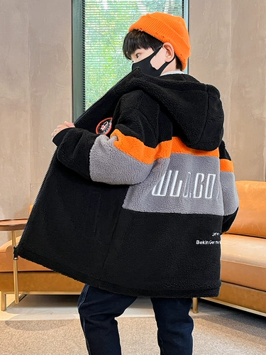 Демисезонный утепленный пуховик для мальчиков, бархатная зимняя куртка, коллекция 2023, увеличенная толщина, в корейском стиле