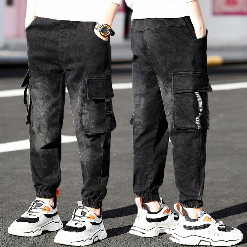 Boy Spring Autumn Clothing Jeans 2022 New Boy Children Foreign Pie Casual Work Clothes Bunny Pants Han Edition Boy Tide
