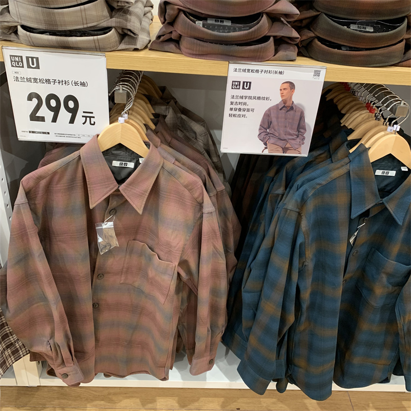 Uniqlo Flannel Loose Plaid Shirt (Long Sleeves) 442951