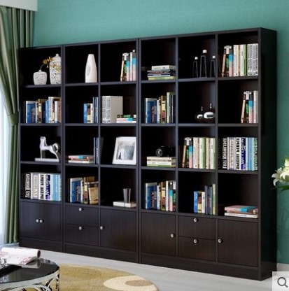 Purple Wood Forest Minimalist Modern Bookcase Shelve Shelf Simple Cabinet Bookcase Free Combination Bookcase Wine Cabinet Bookshelf with door