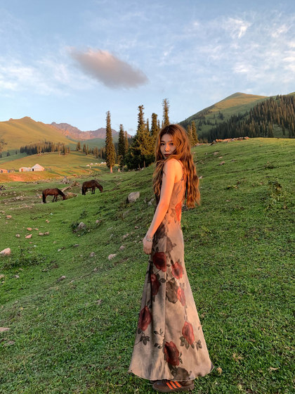 Xiaojunjun britney uma style beauty design bias cut suspender long skirt women's spring and summer dress y