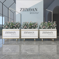 Outdoor wrought iron flower box combination light luxury style custom hotel outside the sales department partition indoor flower stand courtyard flower trough