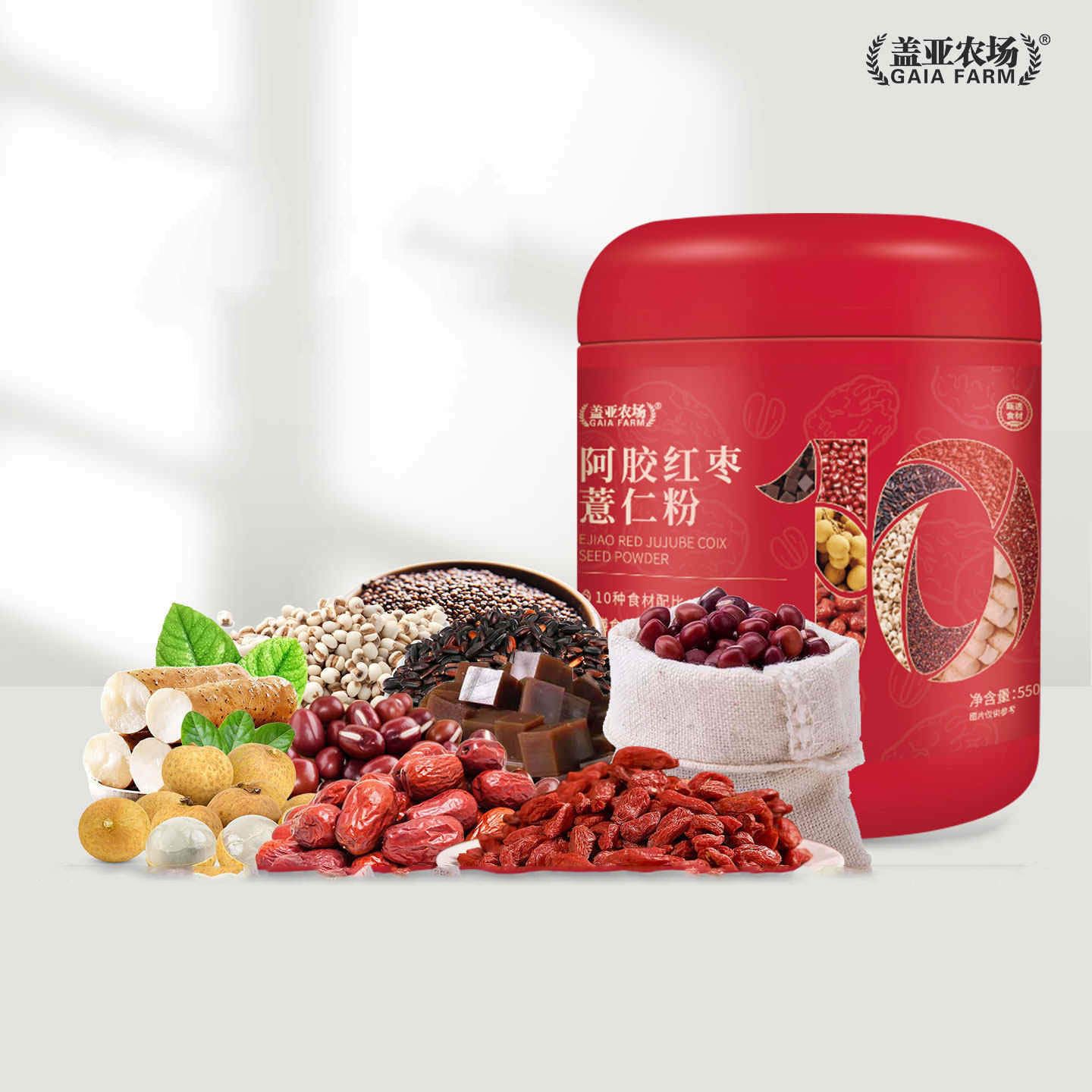 盖亚农场阿胶红枣薏仁粉550g早餐代餐粉