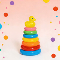 小黄鸭彩虹圈叠叠乐婴幼儿颜色认知玩具