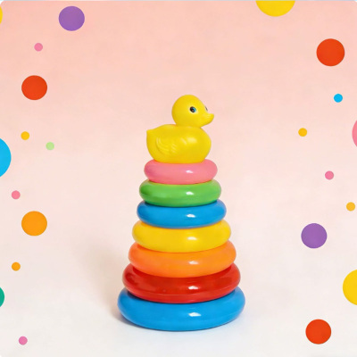 小黄鸭彩虹圈叠叠乐婴幼儿颜色认知玩具