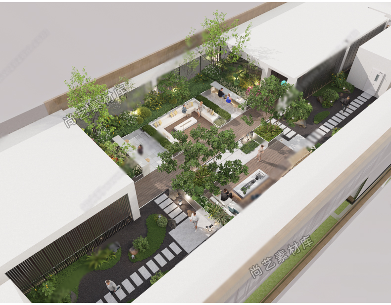 图片[5]-现代屋顶花园 空中花园 室外露台酒店花园景观SU模型草图大师模型-cg男孩