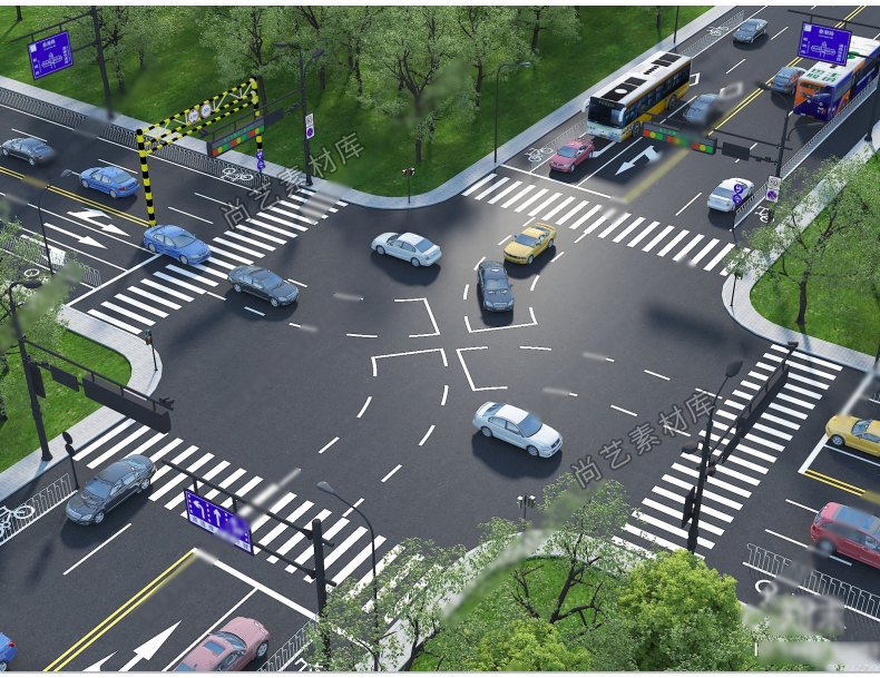 图片[3]-现代道路景观公路马路SU模型现代街道市政道路十字路口SU草图大师-cg男孩