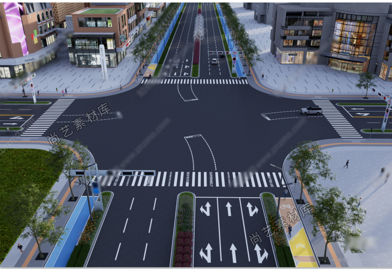 图片[10]-现代道路景观公路马路SU模型现代街道市政道路十字路口SU草图大师-cg男孩
